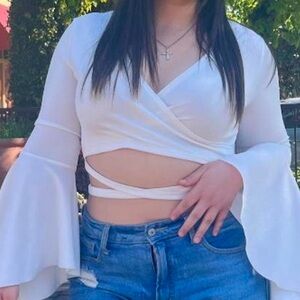 White cropped blouse